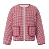 HzDazrl Women Floral Quilted Puffer Jacket Zip Up Long Sleeve Print Lightweight Casual Winter Y2k Jacket Padded Coat (Red, XL) view 1