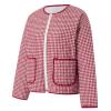 HzDazrl Women Floral Quilted Puffer Jacket Zip Up Long Sleeve Print Lightweight Casual Winter Y2k Jacket Padded Coat (Red, XL) view 2