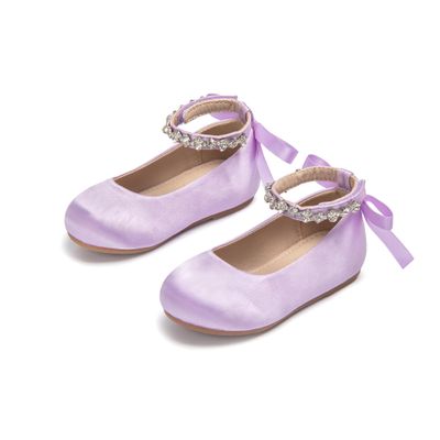 Otter MOMO Toddler/Little Girls Flower Girl Ballerina Flats Shoes Slip-on School Party Purple Dress Shoes Size 9