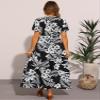 Allegra K Short Sleeve Tropical Dress for Women's Slit Wrap V Neck Maxi Floral Dresses X-Small Black view 3