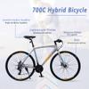 ZUKKA 700C Road Bike for Adult 24-Speed Unisex Hybrid Road Bicycle, Alloy Frame/Dual-Disc Brakes/Multiple Colors (Grey) view 3