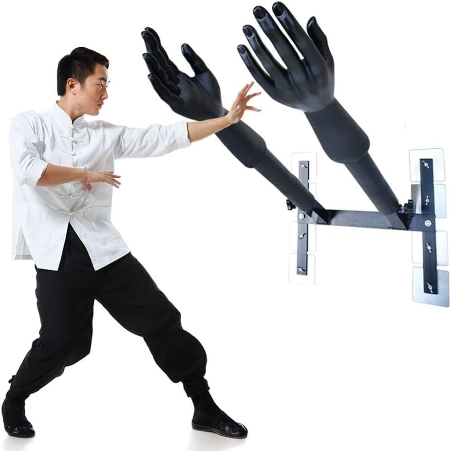 Wing Chun Dummy Wooden Man Pile, Wall Mounted Martial Arts Training Device, Plastic Arm Spring Leg Muscle Training, Hang It On A Home Wall Or On A Marble Surface Training(Color:B Hands)