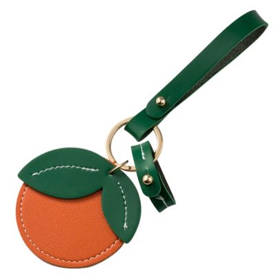 Cute Summer Fruit Orange Keychain, PU Leather Simulation Fruit Charm Car Key Ring Backpack Jewelry Accessories