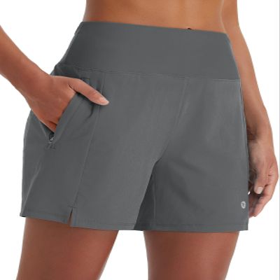 baleaf Women's Swim Shorts High Waisted Quick Dry 5'' Modest Swimsuits Bottoms Tummy Control Boxer Liner Board Shorts 2025 with Zipper Pockets Dark Gray 3XL