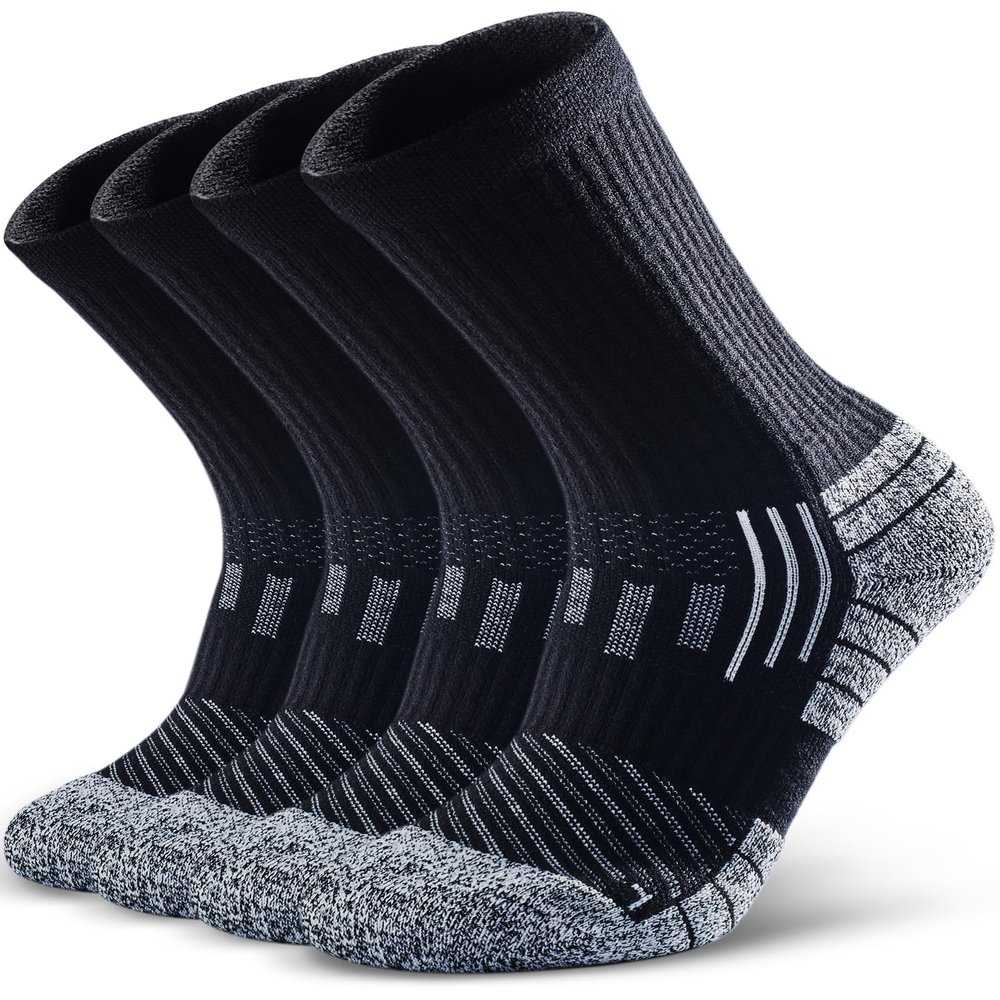 NSRRUN TURTLE Hiking Socks - Winter Thermal Merino Wool Socks for Men & Women - Thick Crew Socks for Hunting Work, Medium, Black, 2 Pairs