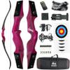 60" Black Hunter Recurve Bow Wood Takedown Bow Right/Left Hand for Adults American Hunting Longbow 20-60lbs for Archery Hunting Shooting Practice (Purple, 20LBS, Right Hand) view 1