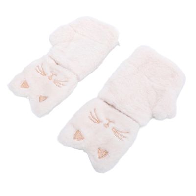 Electric Heated Gloves, Plush Cute Surrounded Heating Half Wearable Heated Gloves Hand Warmer, Heating Warming Gloves Built in 3000mAh Bat, Wearable Hand Warmers