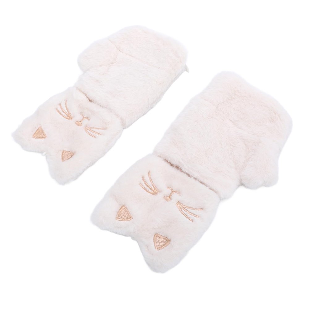 Electric Heated Gloves, Plush Cute Surrounded Heating Half Wearable Heated Gloves Hand Warmer, Heating Warming Gloves Built in 3000mAh Bat, Wearable Hand Warmers