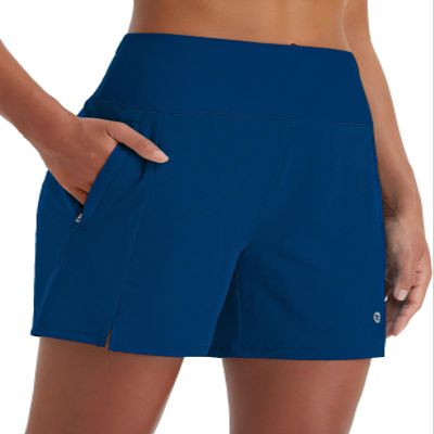 baleaf Women's Swim Shorts High Waisted Quick Dry 5'' Modest Swimsuits Bottoms Tummy Control Boxer Liner Board Shorts 2025 with Zipper Pockets Navy Blue XL