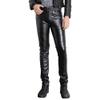 QOAAIE Mens Faux PU Leather Skinny Pants Slim Fit Stretch Straight Leg Trousers Business Casual Pencil Pants with Pockets (Black,30) view 1