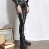 QOAAIE Mens Faux PU Leather Skinny Pants Slim Fit Stretch Straight Leg Trousers Business Casual Pencil Pants with Pockets (Black,30) view 2