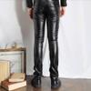 QOAAIE Mens Faux PU Leather Skinny Pants Slim Fit Stretch Straight Leg Trousers Business Casual Pencil Pants with Pockets (Black,30) view 3