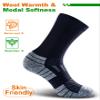 NSRRUN TURTLE Hiking Socks - Winter Thermal Merino Wool Socks for Men & Women - Thick Crew Socks for Hunting Work, Large, Black, 2 Pairs view 2
