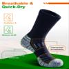 NSRRUN TURTLE Hiking Socks - Winter Thermal Merino Wool Socks for Men & Women - Thick Crew Socks for Hunting Work, Large, Black, 2 Pairs view 4