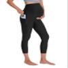 BUBBLELIME 22"/26" Maternity Yoga Leggings Soft Over The Belly Pregnancy Pant with Pockets - Maternity Capris_Black Small-22 Inseam view 1