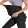 BUBBLELIME 22"/26" Maternity Yoga Leggings Soft Over The Belly Pregnancy Pant with Pockets - Maternity Capris_Black Small-22 Inseam view 3