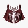 Rosegal Womens Plus Size Skeleton Print Flounce Crisscross Strappy Tankini Swimwear Set(Red/M) view 3