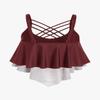 Rosegal Womens Plus Size Skeleton Print Flounce Crisscross Strappy Tankini Swimwear Set(Red/M) view 4