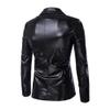 Qolkmuiy-GJ Men's Shiny Metallic 2 Button Suit Night Club Leather Blazer Buttons Prom Sport Coat Slim Fit Tux Jacket Outfit (Black,X-Large) view 2
