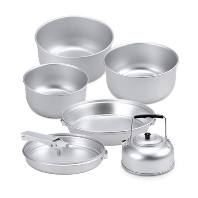 iumLeap Portable Outdoor Camping Cookware Set Lightweight Anodized Aluminum Cookset Cooking Pot Pan Tea Kettle Set with Handle