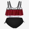 ROSE GAL Womens Plus Size Curve Gothic Skull Print Ruffled Overlay Tankini Swimwear Set(Red_1/2X) view 2