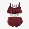 ROSE GAL Womens Plus Size Skeleton Print Flounce Crisscross Strappy Tankini Swimwear Set(Red/2X) view 2