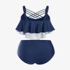 ROSE GAL Womens Plus Size Skeleton Print Flounce Crisscross Strappy Tankini Swimwear Set(Blue/L) view 2