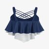 ROSE GAL Womens Plus Size Skeleton Print Flounce Crisscross Strappy Tankini Swimwear Set(Blue/L) view 4