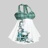 ROSE GAL Womens Plus Size Curve Halter Plaid Skull Print Backless Gothic Modest Tankini Swimsuit Set(Green_1/4X) view 2