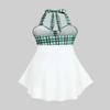 ROSE GAL Womens Plus Size Curve Halter Plaid Skull Print Backless Gothic Modest Tankini Swimsuit Set(Green_1/4X) view 3