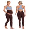 BUBBLELIME 22"/26" Maternity Yoga Leggings Soft Over The Belly Pregnancy Pant with Pockets - Maternity Pants_MAHOGANYMAROON X-Large-26 Inseam view 2