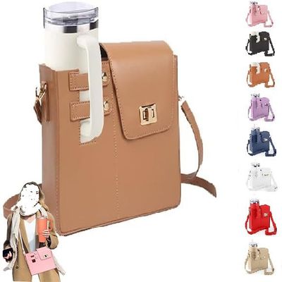 Crossbody Bag Purse for Stanley Cup Bag 2025 New Outdoor Portable Water Bottle Holder with Adjustable Shoulder Strap (Coffee)