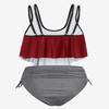 ROSE GAL Womens Plus Size Curve Gothic Skull Print Ruffled Overlay Tankini Swimwear Set(Red/5X) view 2
