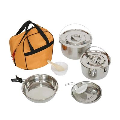 iumLeap Stainless Steel Folding Handle Hanging Pot Frying Pan Dish Cookware Set Portable Outdoor Camping Picnic