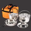 iumLeap Stainless Steel Folding Handle Hanging Pot Frying Pan Dish Cookware Set Portable Outdoor Camping Picnic view 3