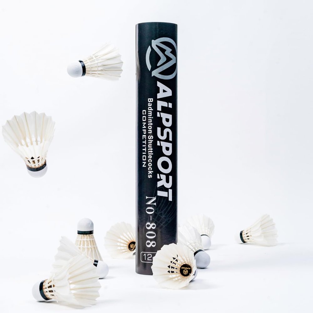 ALPSPORT 808 12 Pack White Goose Feather Badminton Shuttlecocks Birdies, High Speed Training Shuttlecock Balls with Great Stability and Durability for Indoor Outdoor Sports