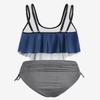 Rosegal Womens Plus Size Curve Gothic Skull Print Ruffled Overlay Tankini Swimwear Set(Blue/2X) view 2