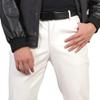 Metallic Shiny Leather Pants for Men Slim Fit Stretch Skinny Straight Leg Tapered Pants Night Club Biker Pants (White,38) view 4