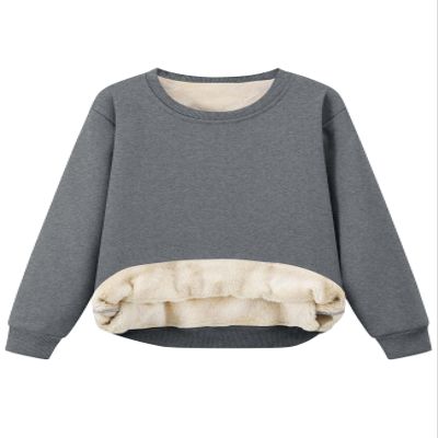 Flygo Unisex Boys Girls Fleece Lined Crewneck Sweatshirt Kids Warm Sherpa Pullover Sweater Sweatshirts Fall Winter Clothes(DarkGrey-S)