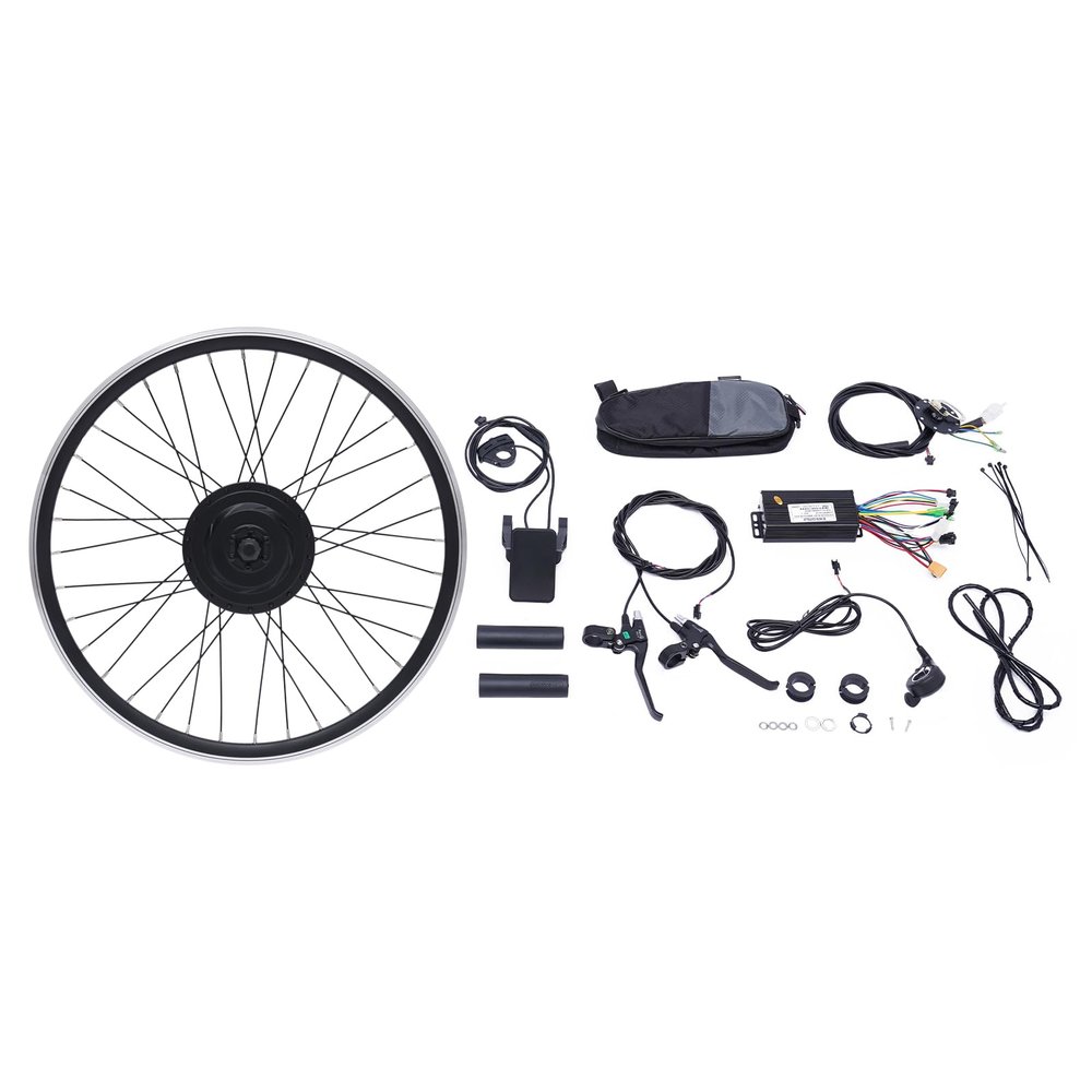 QUEWATSA Front Wheel Motor 350W 36V 26"/500W 36V 27.5"/1500W 48V 24" Hub Motor Front Wheel Motor w/LCD Display, Brushless Hub Motor