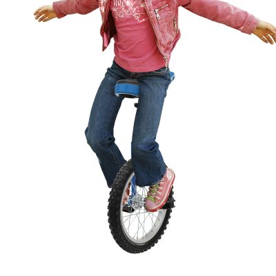 16/24 Inch Outdoor Wheel Unicycle, Height Adjustable Exercise Unicycle, Sports One Wheel Bike for Adults Kids Balance Training (16 Inch, Blue)