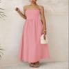PRETTYGARDEN Women 2025 Summer Elegant Strapless Maxi Dress Tube Top Dress A Line Flowy Long Wedding Party Cocktail Dresses(Pink,Medium) view 4