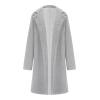 fall deals Women's 2024 Winter Sherpa Peacoat Solid Color Lapel Oversized Fleece Outerwear Long Sleeve Open Front Trench Jacket coat women Gray 3X view 4