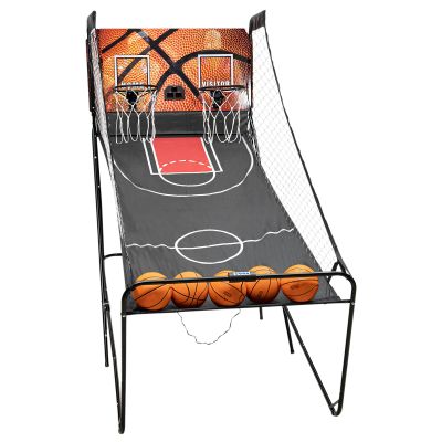 BOPRCSH Basketball Game, Arcade Basketball Fun at Home Floor Standing Arcade Basketball Game Set Includes 8 Game Modes and 5 Balls, Dual-Shot Basketball Arcade for Home