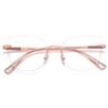 Clear Lens Rimless Glasses Female Metal Trendy Cat Eye Glasses Frame Women Eyewear, Rose Gold Brown view 2