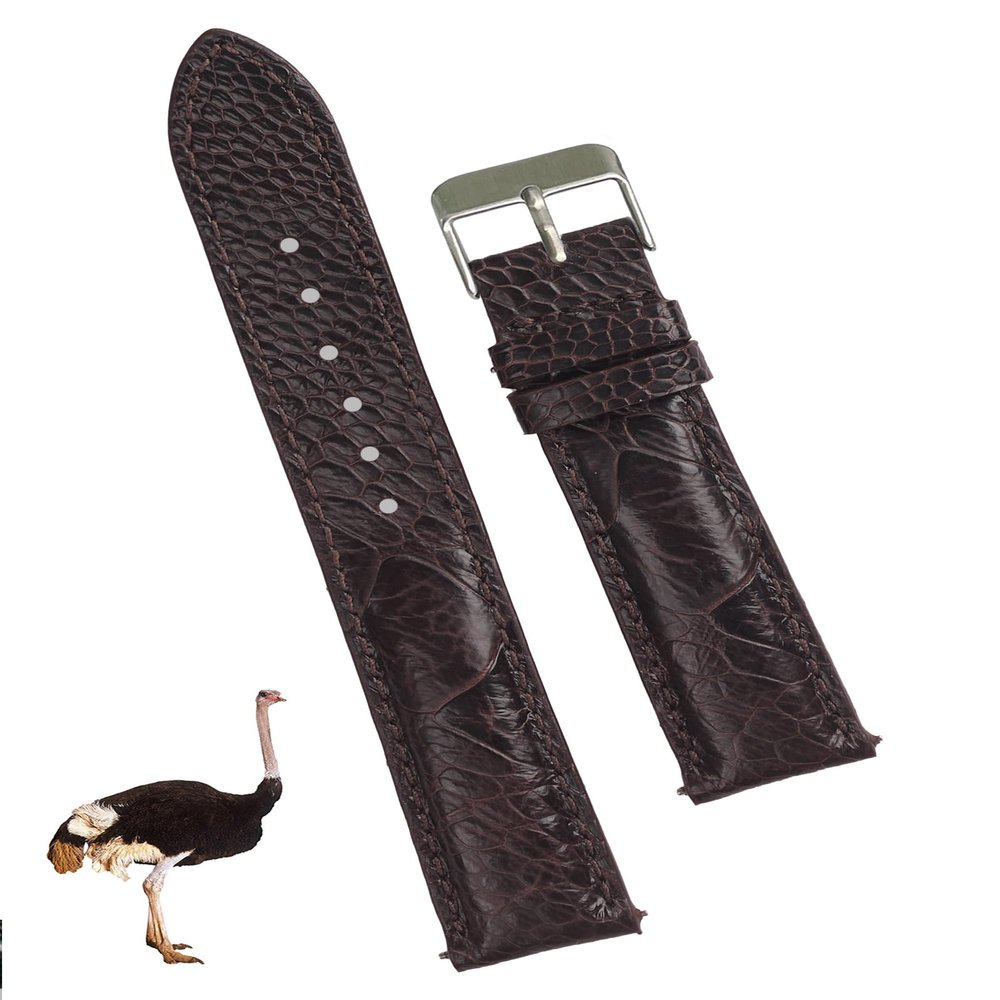 18mm Dark Brown Ostrich Leg Watch Bands Men Quick Release Exotic Ostrich Foot Leather Watch Strap Vintage Extra Soft Replacement Wristwatch Strap Handmade Valentine's Gifts for Him Her DH-53-18MM