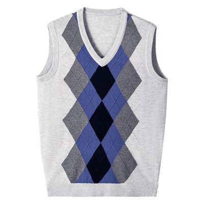 SWJGLITTR Men's Argyle Sweater Vest Classic Business Knitwear Wool Vests Sleeveless Pullover Autumn Winter Vest (White,Medium)