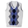 SWJGLITTR Men's Argyle Sweater Vest Classic Business Knitwear Wool Vests Sleeveless Pullover Autumn Winter Vest (White,Medium) view 1