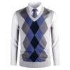 SWJGLITTR Men's Argyle Sweater Vest Classic Business Knitwear Wool Vests Sleeveless Pullover Autumn Winter Vest (White,Medium) view 2