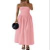 PRETTYGARDEN Women 2025 Summer Elegant Strapless Maxi Dress Tube Top Dress A Line Flowy Long Wedding Party Cocktail Dresses(Pink,Large) view 1